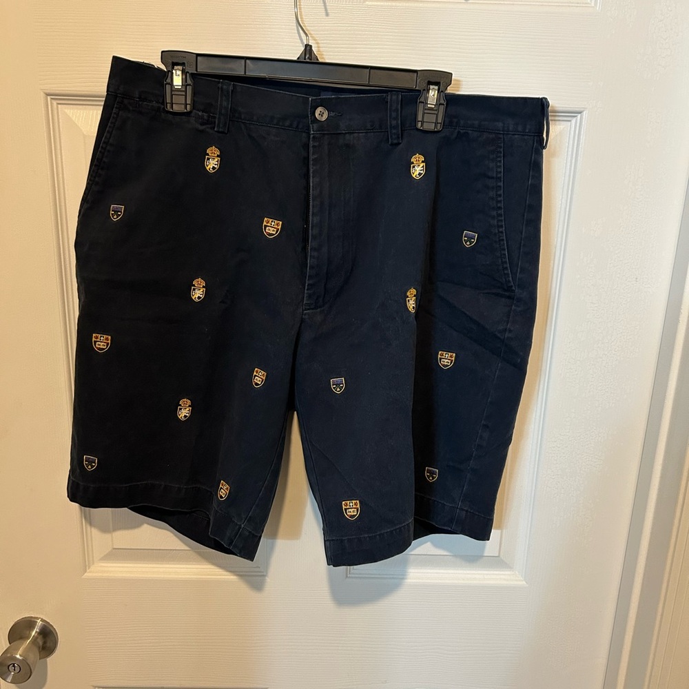 Men's Polo Ralph Lauren Navy Blue Shorts with Embroidered Patches